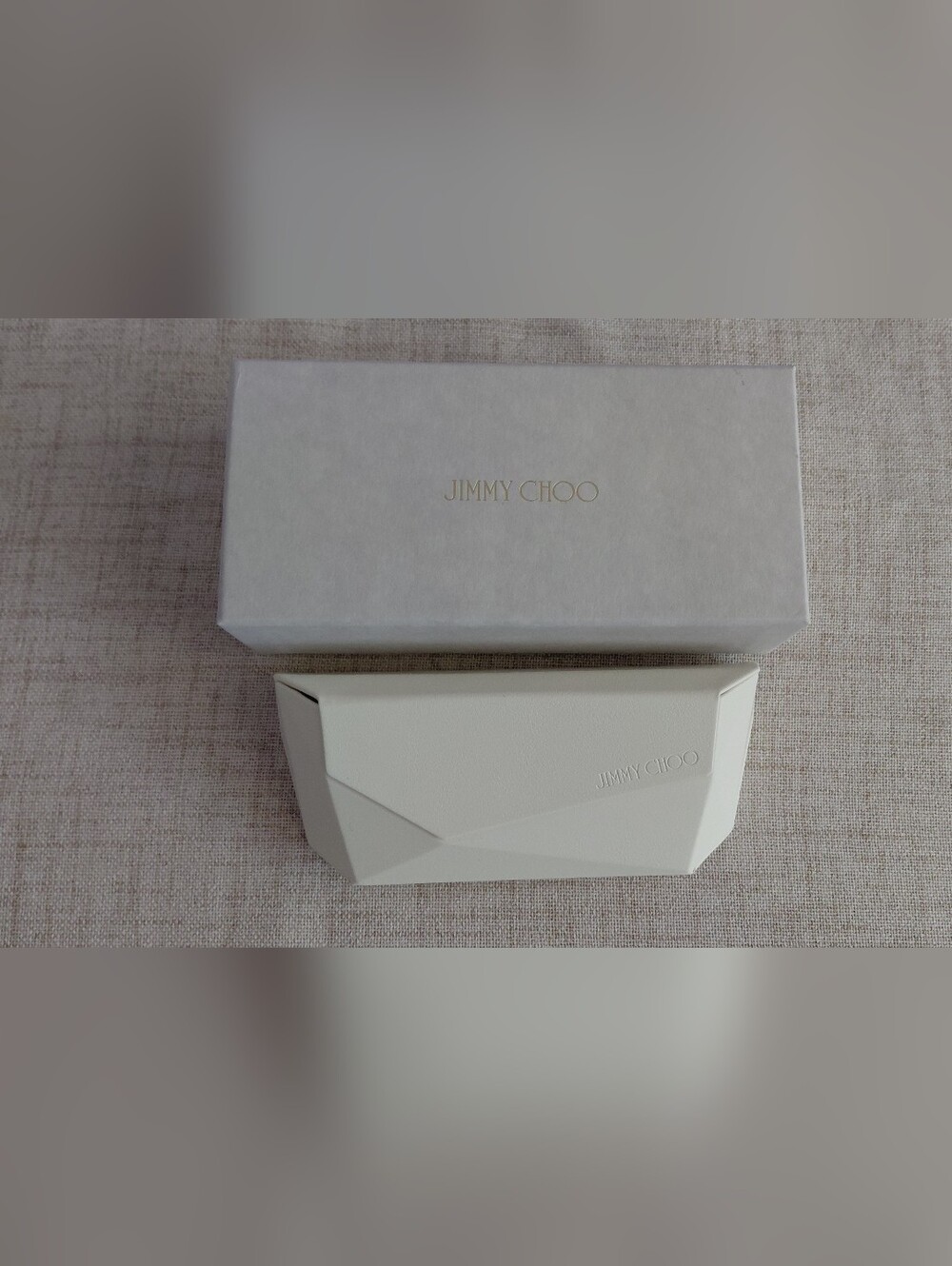 Jimmy Choo White Geometric Eyewear Case with Logo